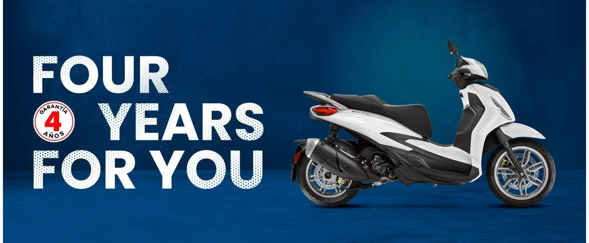 4 AÑOS DE GARANTÍA EN LA GAMA PIAGGIO E5+. CERO ESTRÉS, DIVERSIÓN ILIMITADA