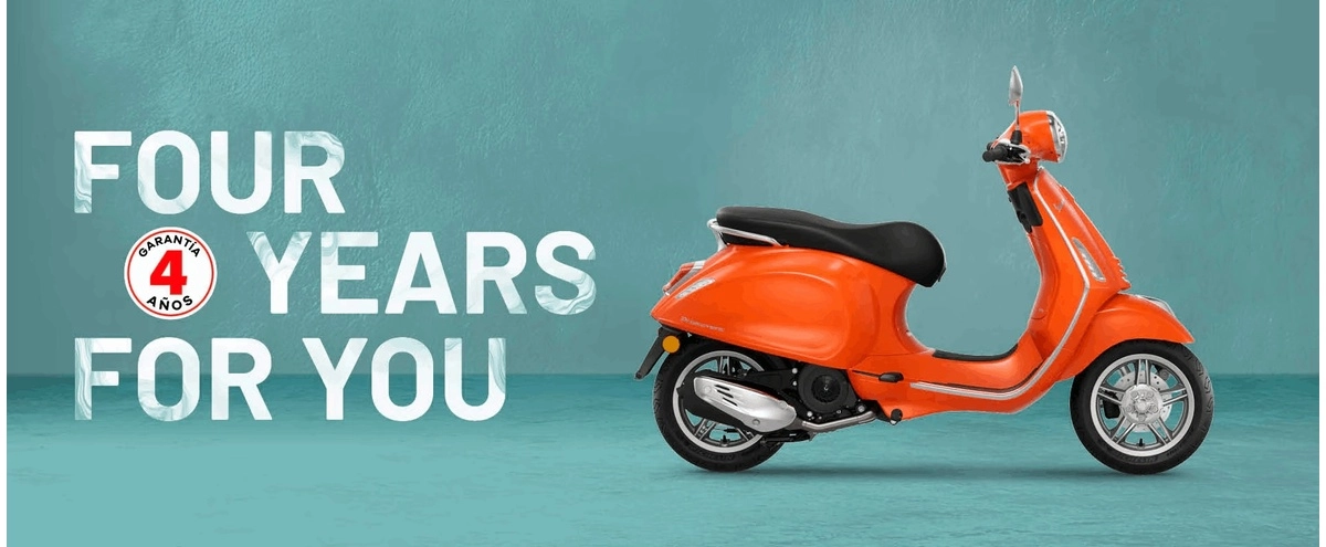 4 AÑOS DE GARANTÍA EN LA GAMA VESPA E5+. CERO ESTRÉS, DIVERSIÓN ILIMITADA