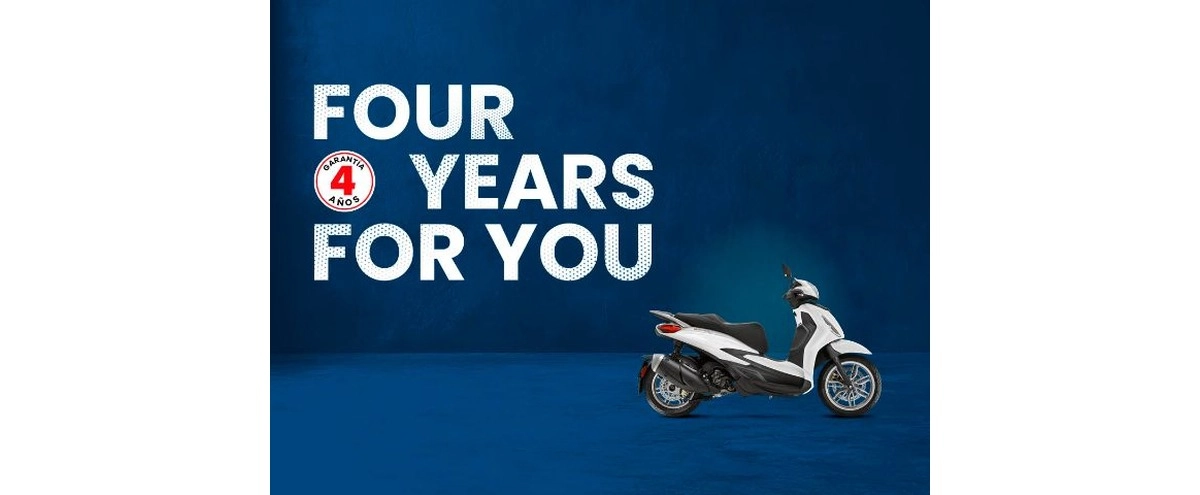 4 AÑOS DE GARANTÍA EN LA GAMA PIAGGIO E5+. CERO ESTRÉS, DIVERSIÓN ILIMITADA