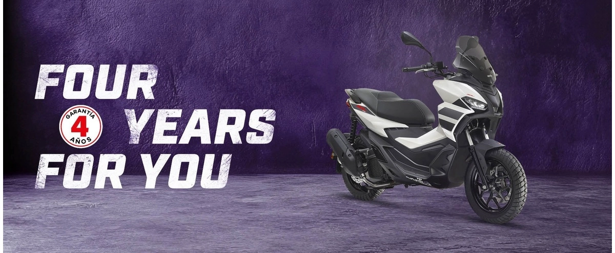 4 AÑOS DE GARANTÍA EN LA GAMA DE SCOOTERS APRILIA. CERO ESTRÉS, DIVERSIÓN ILIMITADA