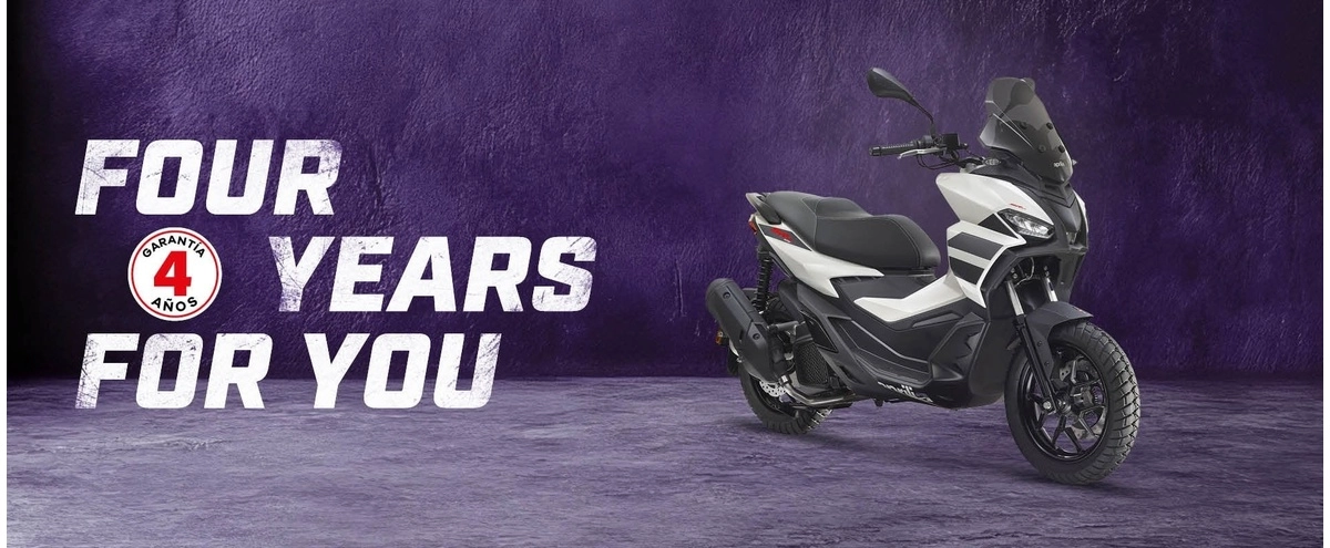 4 AÑOS DE GARANTÍA EN LA GAMA DE SCOOTERS APRILIA. CERO ESTRÉS, DIVERSIÓN ILIMITADA