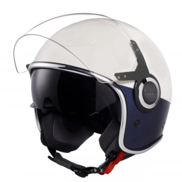 CASCO JET VESPA VJ COLOR BLANCO/AZUL